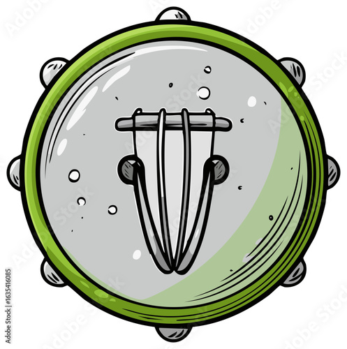 Top view of a banjo musical instrument cartoon vector illustration