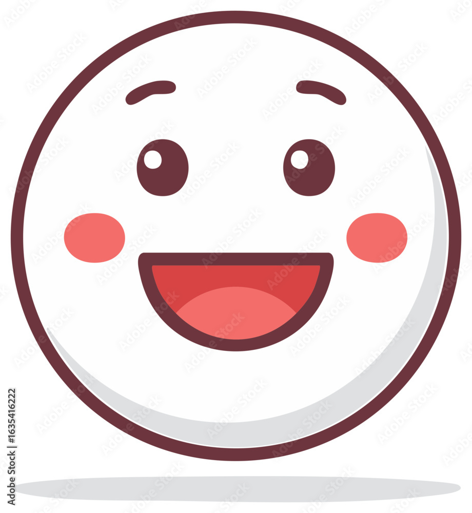 Fototapeta premium Smiling face emoji cartoon with rosy cheeks and a joyous expression, graphic illustration.