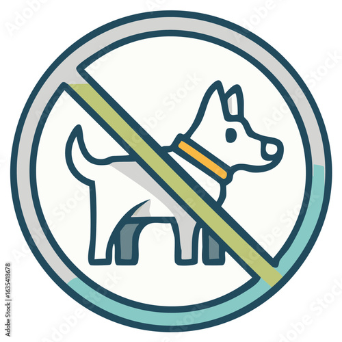 No dogs allowed prohibition sign symbol graphic icon for pet free zone