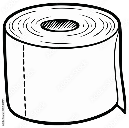 Cartoon Roll of White Perforated Toilet Paper Hygiene Supplies