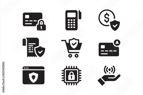 Secure Payment Icons – Lock, Shield, POS, and Credit Card Symbols

