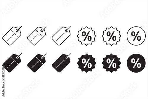 Discount Tag and Percentage Icons – Promo Labels for Sales and Deals

