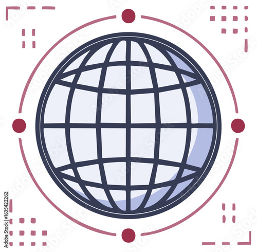 Global network connection with digital abstract elements and connected points