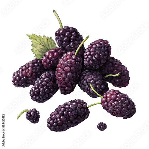 Wallpaper Mural Watercolor illustration of mulberries isolated on transparent background. Torontodigital.ca
