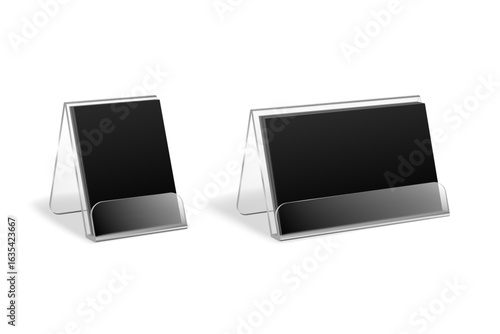 Clear Acrylic Display Stand Mockup – Vertical and Horizontal Menu or Sign Holder