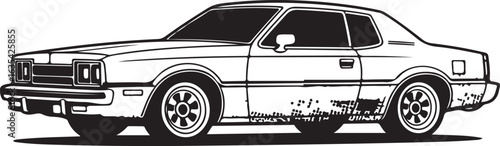 Retro 80s–90s Vintage Car Halftone Grunge Vector Element Classic Muscle and Coupe Illustration