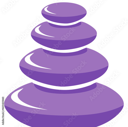 Purple stacked stones icon representing zen balance harmony and meditation