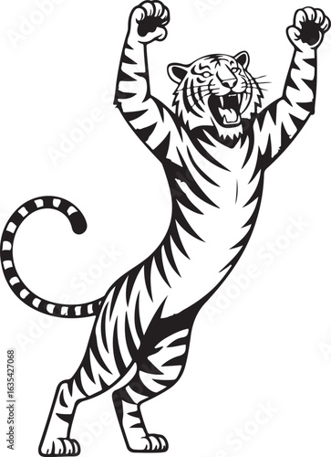 Retro Circus Tiger Performance Halftone Grunge Illustration Wild Show Beast Vector Design