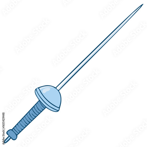 Blue fencing sword illustration, isolated