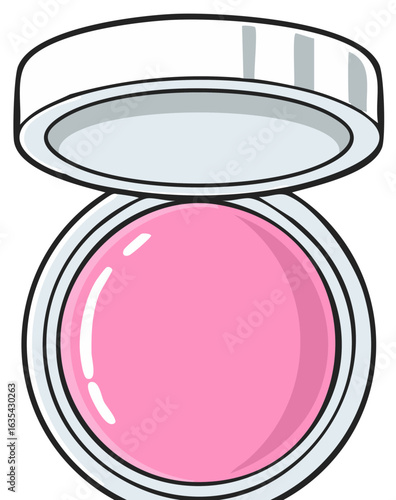 Vibrant pink cosmetic blush compact illustration for beauty products