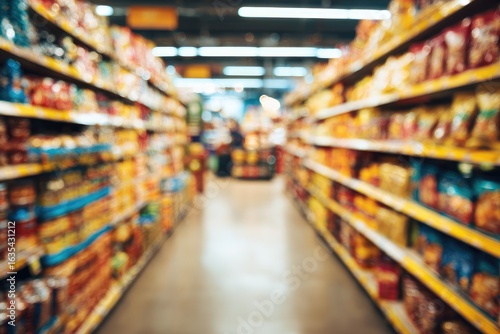 Wallpaper Mural Blurred supermarket aisle, snack foods Torontodigital.ca