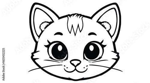 Sweet kitten cartoon drawing, adorable pet cat sketch, outlined art for coloring pages and creative designs