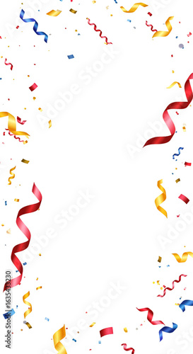 Festive Confetti Ribbon Frame Isolated On Black Background Illustration