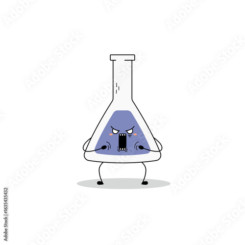 Cute Conical Flask cartoon character shocked expression