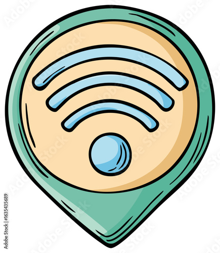 Location Pin with Wifi Symbol Illustration