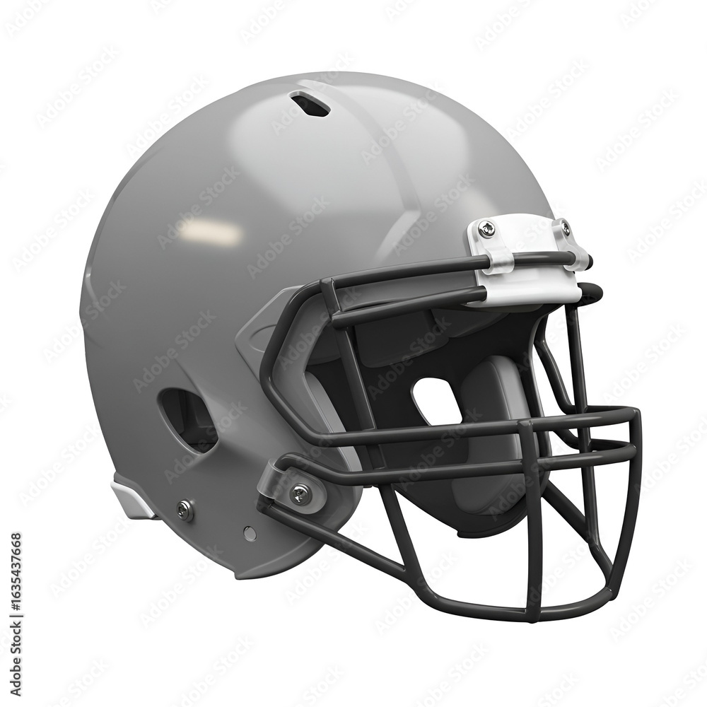 Fototapeta premium Isolated 3D Rendered Grey Football Helmet on Transparent Background