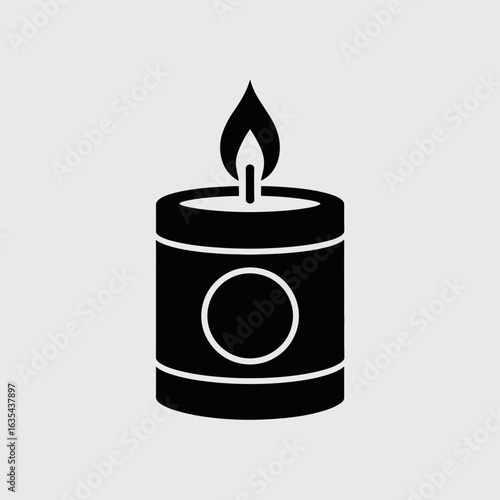 Minimalist Candle Silhouette with Flame Icon