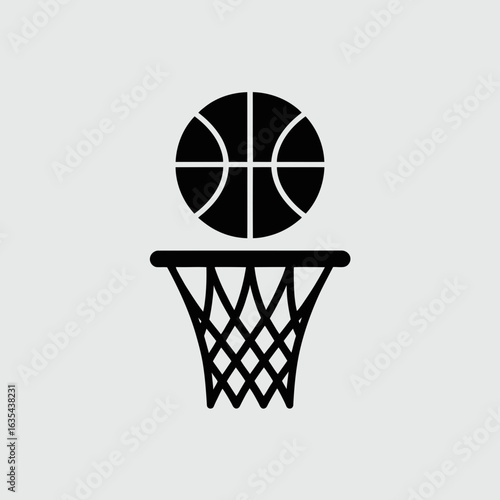 Basketball and Hoop Silhouette Sports Icon