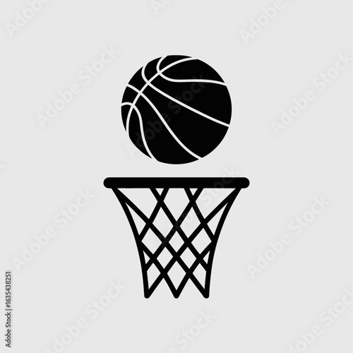Basketball and Hoop Silhouette Sports Icon