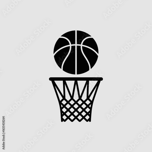 Basketball and Hoop Silhouette Sports Icon
