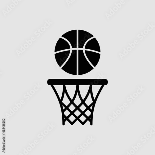 Basketball and Hoop Silhouette Sports Icon