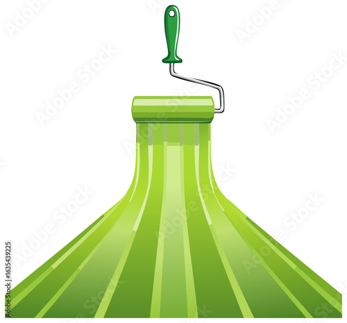 Green Paint Roller Spreads Eco Friendly Color for Home Improvement Projects