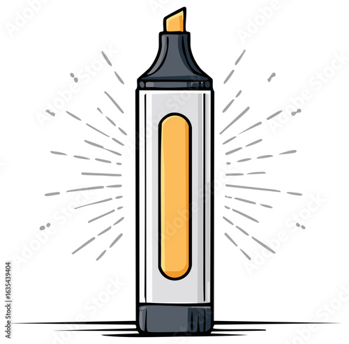 Yellow Highlighter Pen with Burst Lines Creative Writing Supplies School Office