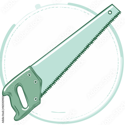 Vector illustration of a hand saw tool for carpentry and woodworking projects