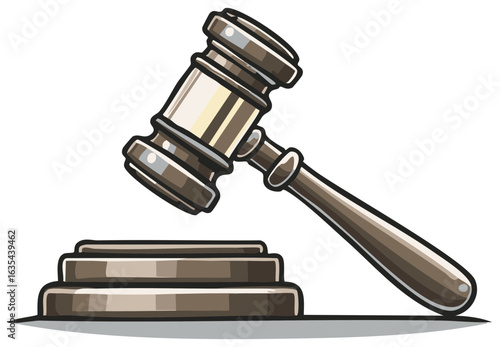 Judge wooden gavel and sound block icon for law justice and auction decisions