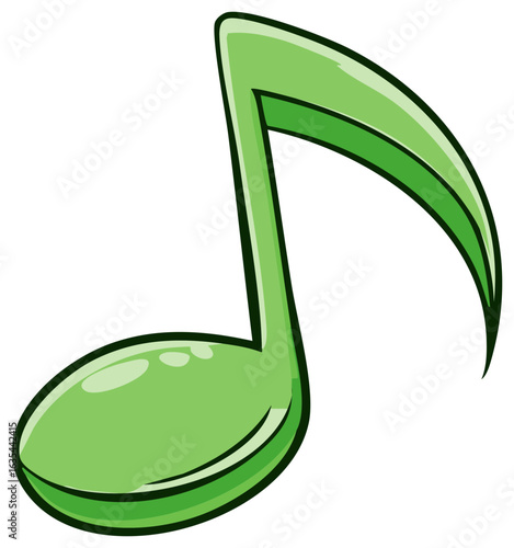 Cartoonish Green Musical Note Graphic, Music Symbol, Song Art, Sound Element