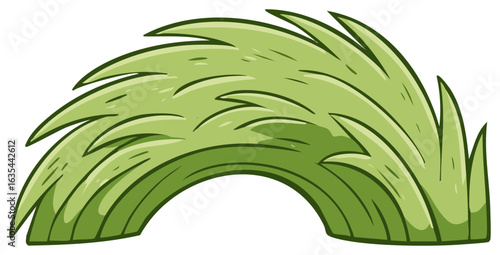 Green Grass Arch Cartoon Illustration of Nature Overpass Landscape Decoration