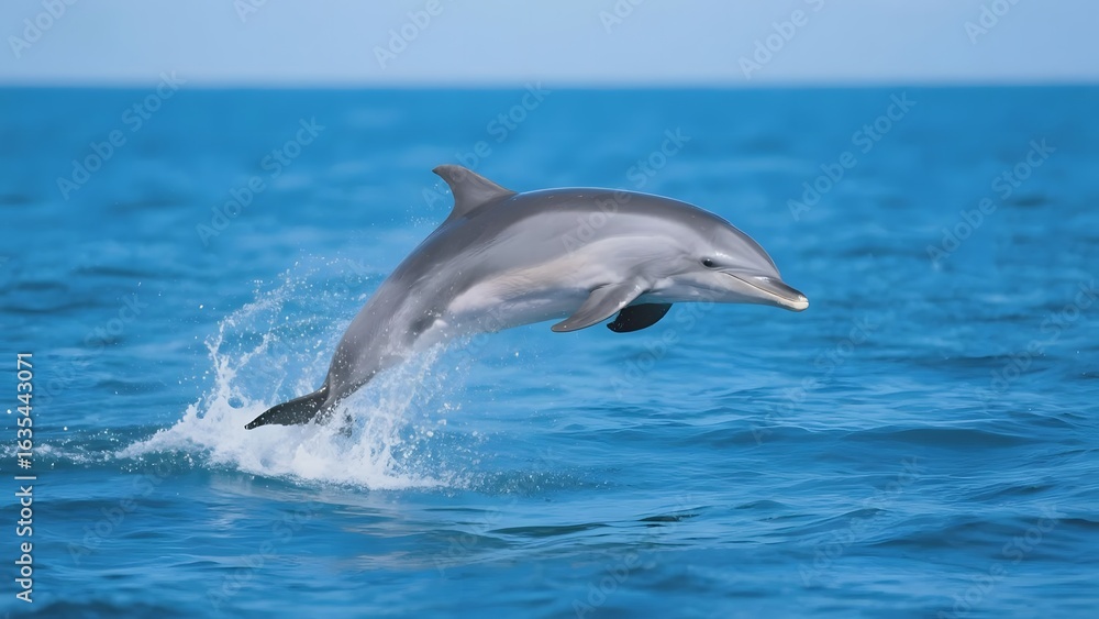 Naklejka premium Dolphin leaping gracefully out of the ocean waters