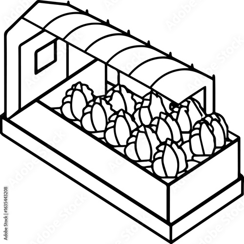 Tree nursery black outline vector and illustration, coloring book page
