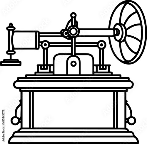 Vintage telegraph black outline vector and illustration, coloring book page