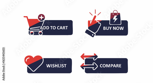 Ecommerce buttons for online shopping