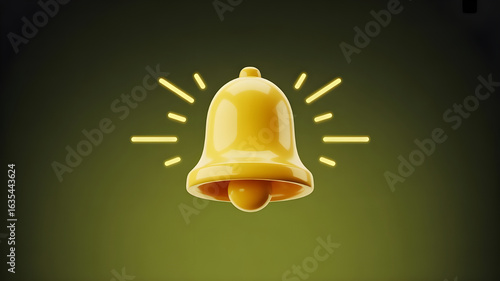 3D Rendered Golden Notification Bell Icon