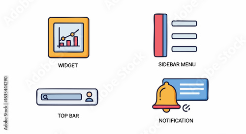 Colorful ui icons for modern interface design