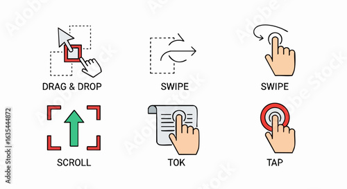 User interface interaction icons set