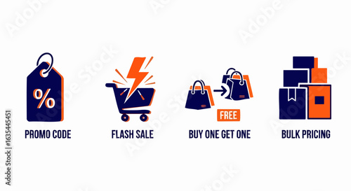 Shopping promotion icons online deals discount offers