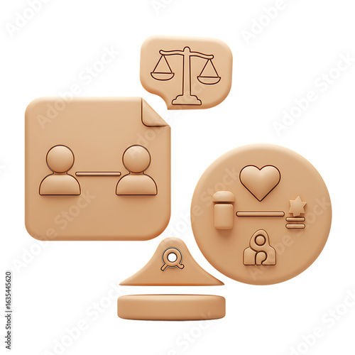Law and Justice Symbols Set on Isolated Transparent Background


