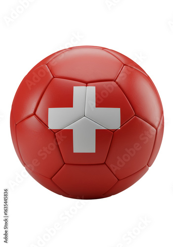 Football Soccer Ball with Swiss Flag Isolated on Transparent Background