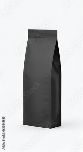 Isolated Black Packaging Bag Mockup on White Background Photo