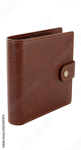Isolated Brown Leather Wallet Against Black Background Photo