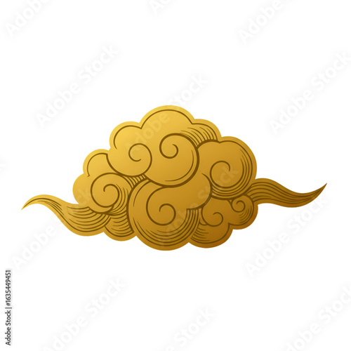 Golden Cloud Illustration on a Transparent Background Abstract Design