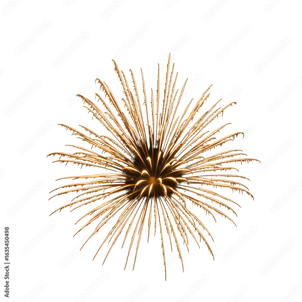 Naklejka premium Golden Firework Burst Against Isolated Black Background PNG Illustration