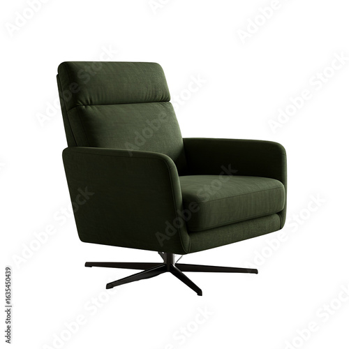 Isolated Green Fabric Armchair On Black Background Photo