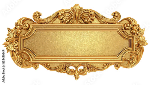 Ornate gold plaque with decorative frame