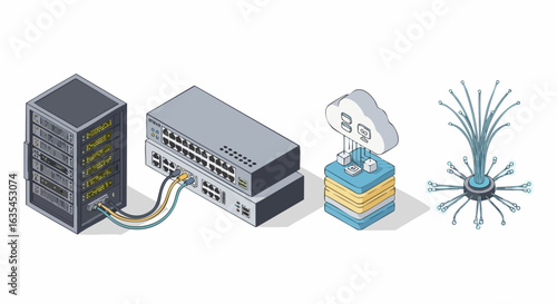 Network infrastructure components illustration