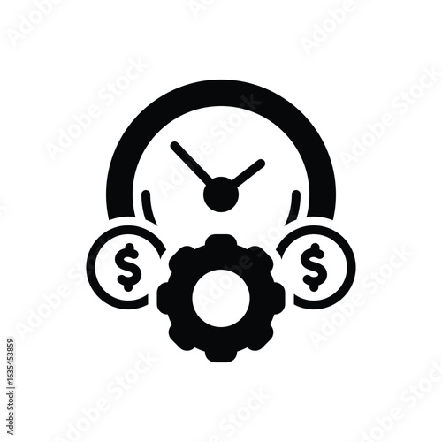 Black solid icon for efficient processes