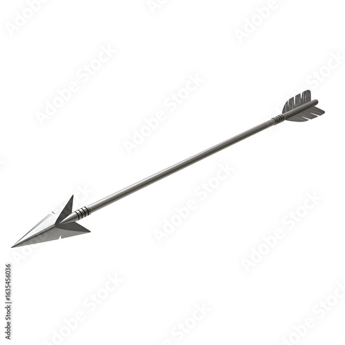 Isolated Metallic Silver Arrow On White Background Realistic Photo